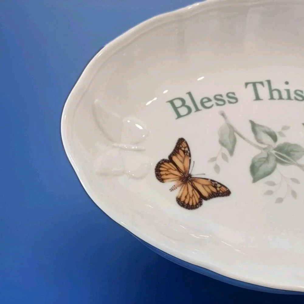 Lenox Butterfly Meadow Bless This Home Bread Tray Oval Dish 11